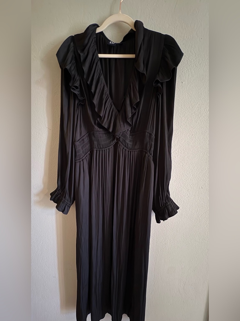 GAP Black Satin Ruffle Midi Dress | size XXL - Picture 7 of 7